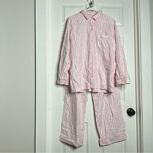 Victoria’s Secret - Pink White Silver Stripe Pajama Set - Size Large (both)